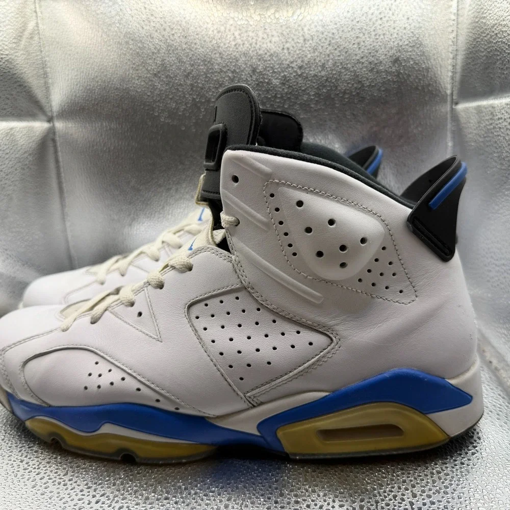 Size‎ 12 Air Jordan 6 Retro 2014 White/Sport Blue-Black Mens Shoes 384664-107